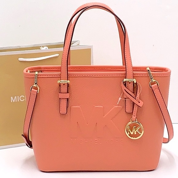 MICHAEL KORS XSMALL CARRYALL CONVERTIBLE TOP ZIP TOTE SHERBERT COLOR - Picture 2 of 16
